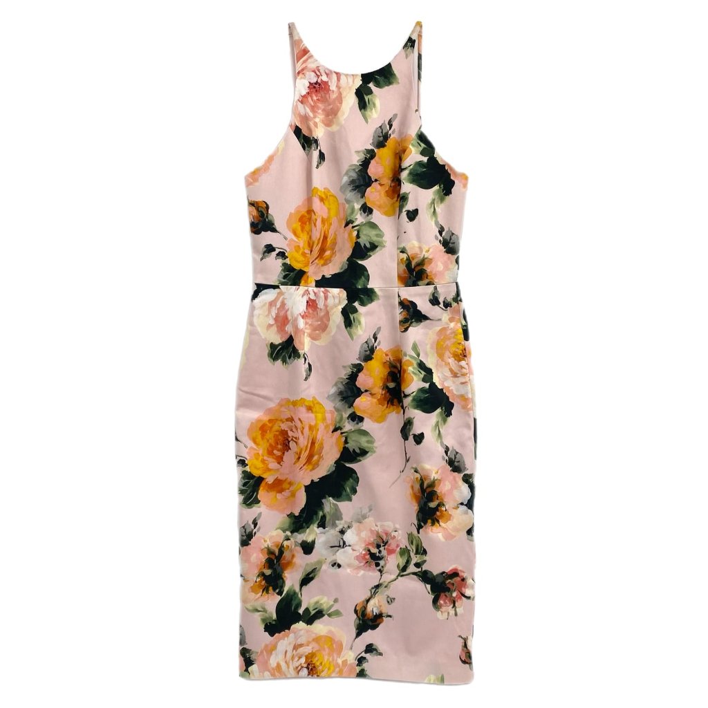 Black Halo Pink & Orange Floral Midi Dress | Size 6